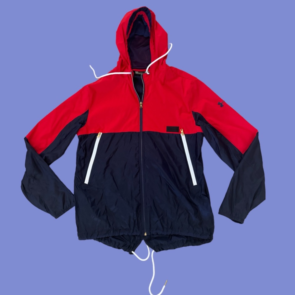 Under Armour Full Zip Hooded Windbreaker Jacket with Zippered Pockets Size L